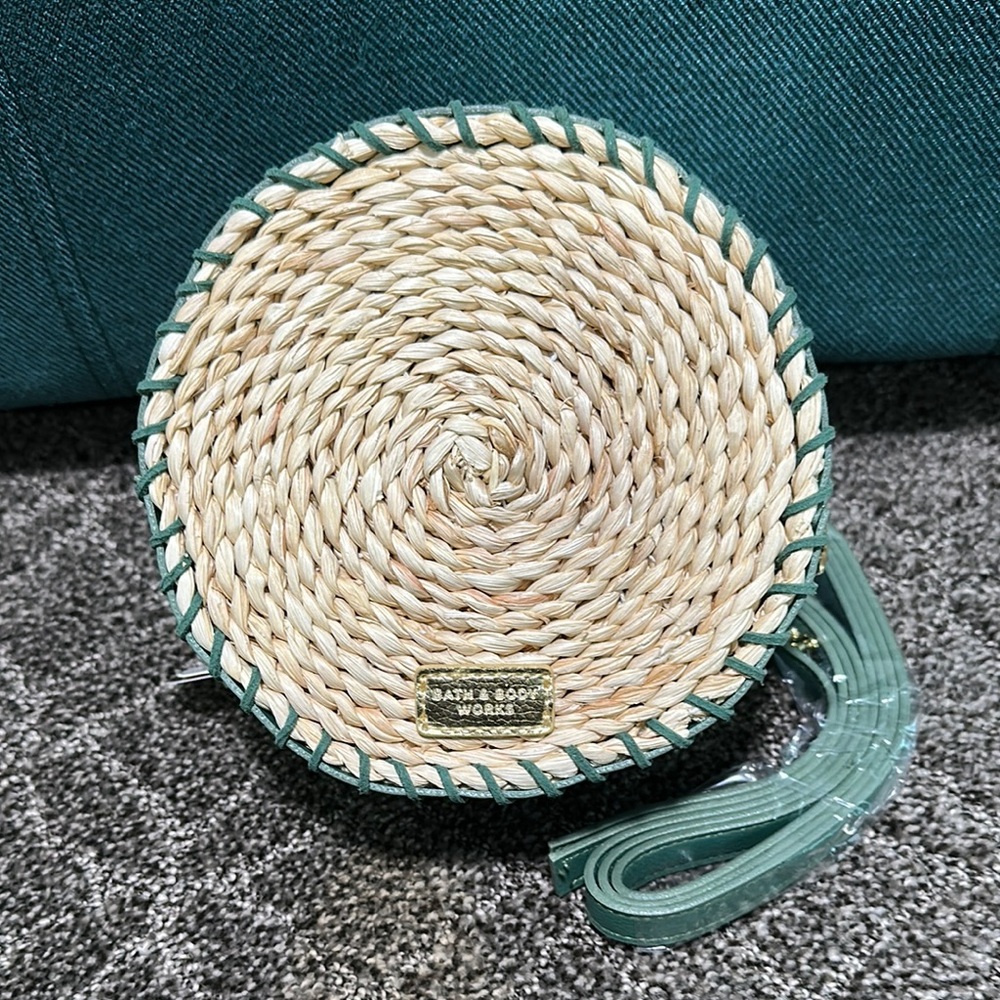 Bath and Body Works Natural Woven and Green Crossbody Bag
